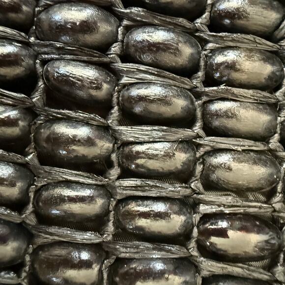 VTG 60's Black Beaded Mod Hand Bag made in Japan Chain Detail Handles Mantessa - Picture 7 of 7